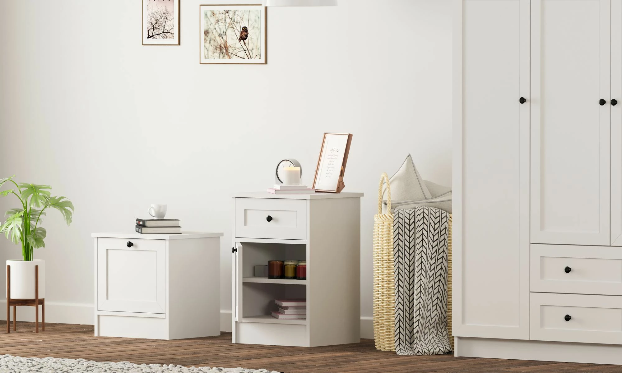 Komodinë nate Skye Decor, Rb-168-03, ngjyrë e bardhë mat