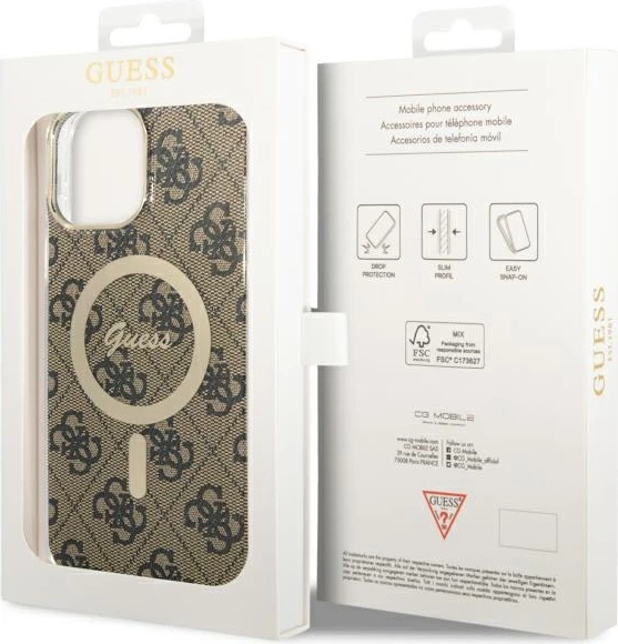 Mbështjellës Guess 4G MagSafe për iPhone 13 Pro Max 6.7", kafe