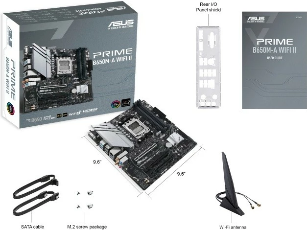Pllakë amë Asus PRIME B650M-A WIFI II, Socket AM5, DDR5, Wi-Fi 6, Micro-ATX