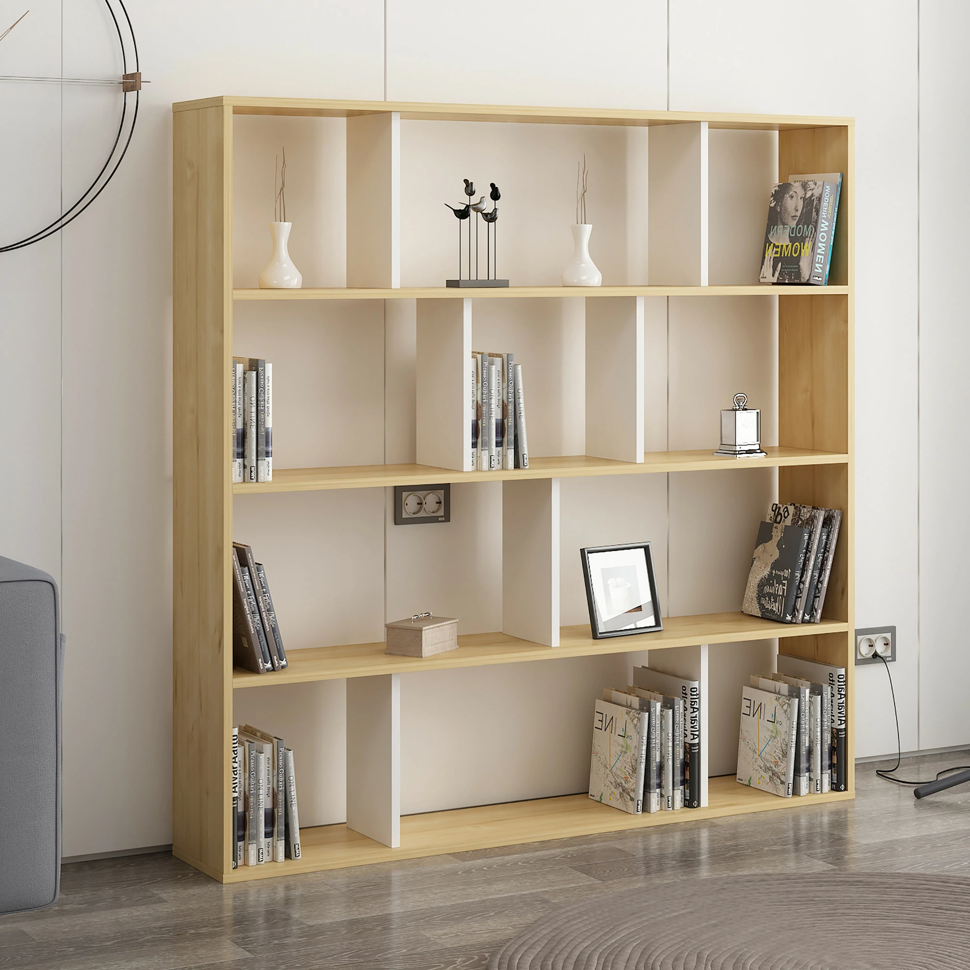 Raft librash Skye Decor, ngjyrë lis dhe e bardhë, Hodbi
