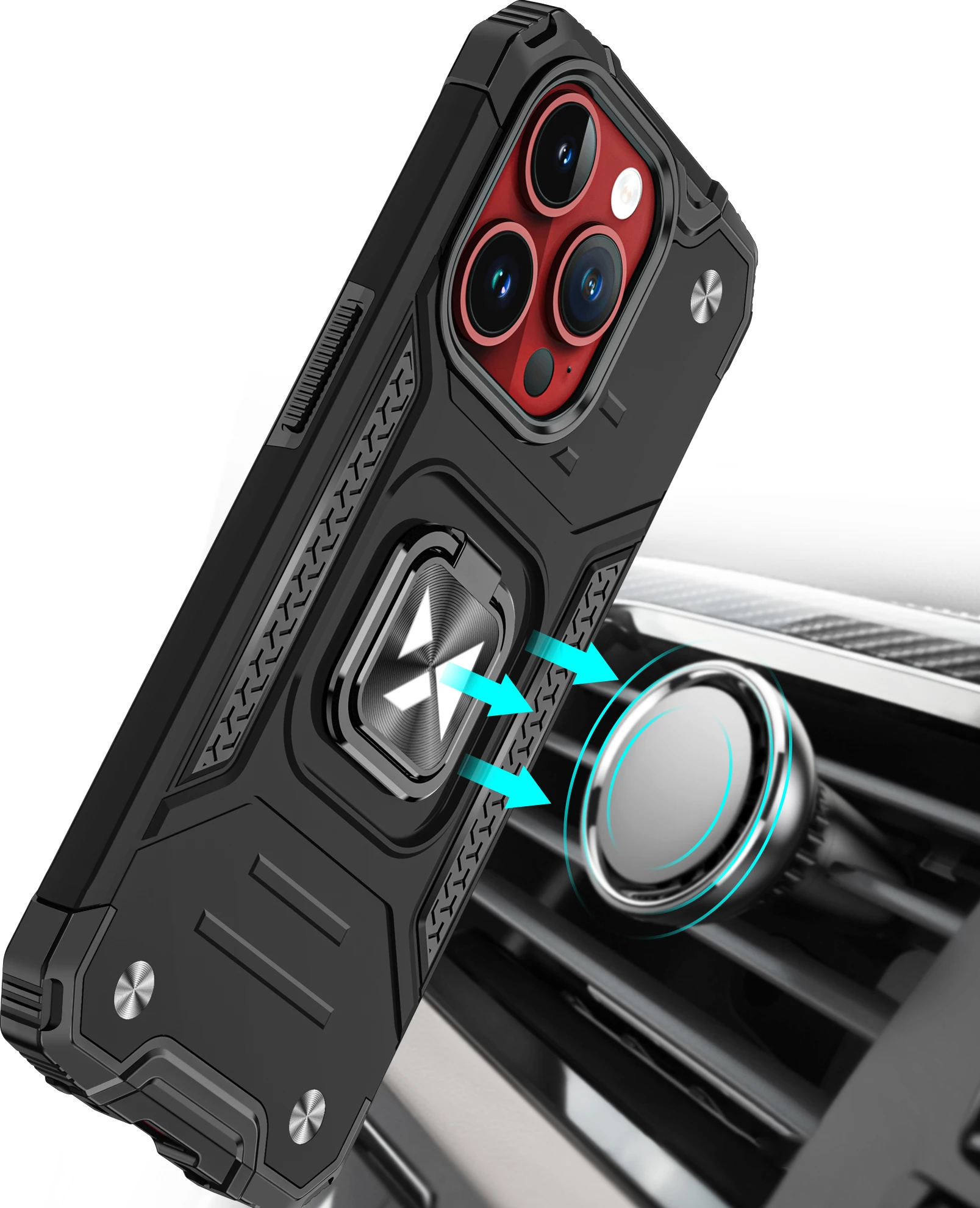 Mbështjellës Wozinsky Ring Armor për iPhone 15 Pro Max, me ring holder dhe stand, Argjendtë