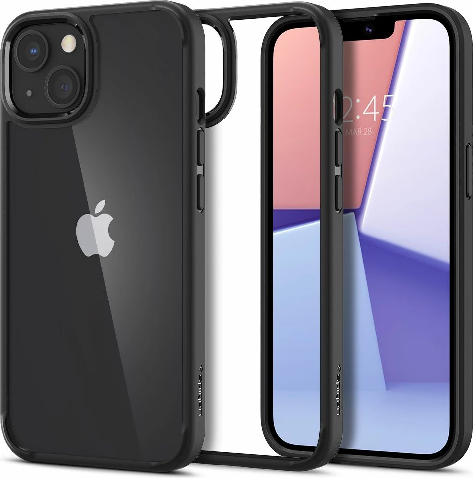 Mbështjellës celulari, Spigen Ultra Hybrid për iPhone 13, TPU + polikarbonat, standard MIL-STD 810G, i hollë, Matte Black