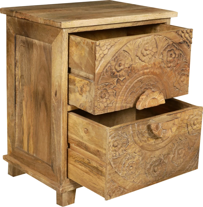 Komodinë Bali, dru mango natyral, 40x32x51cm