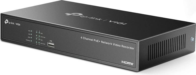 Regjistrues video rrjeti (NVR) TP-Link VIGI NVR1004H-4P, 4 kanale PoE+, HDD 2TB, 4K, i zi