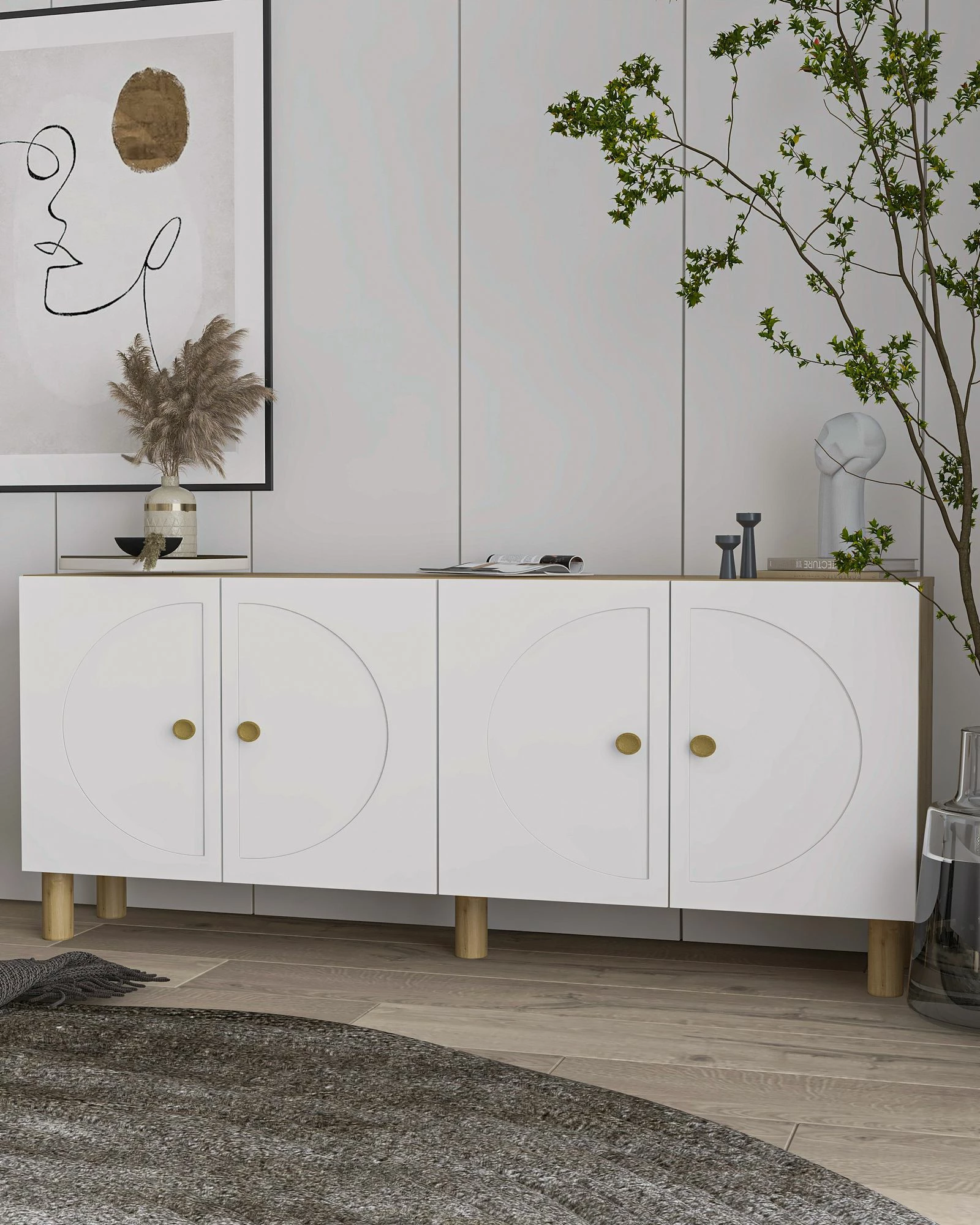 Konsol Skye Decor, lisi Sapphire, e bardhë