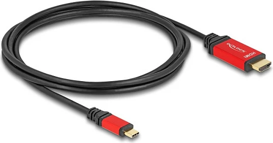Kabllo USB-C në HDMI DeLOCK, 2m, 8K 60Hz, HDR10, DP Alt Mode, kuqe/zi