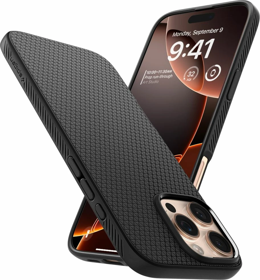 Mbështjellës Spigen Liquid Air për iPhone 16 Pro Max, i zi