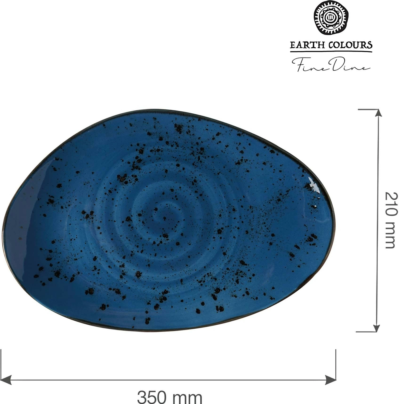 Pjatë ovale Fine Dine Iris Organic Shape 350x210mm, blu, set 6 copë