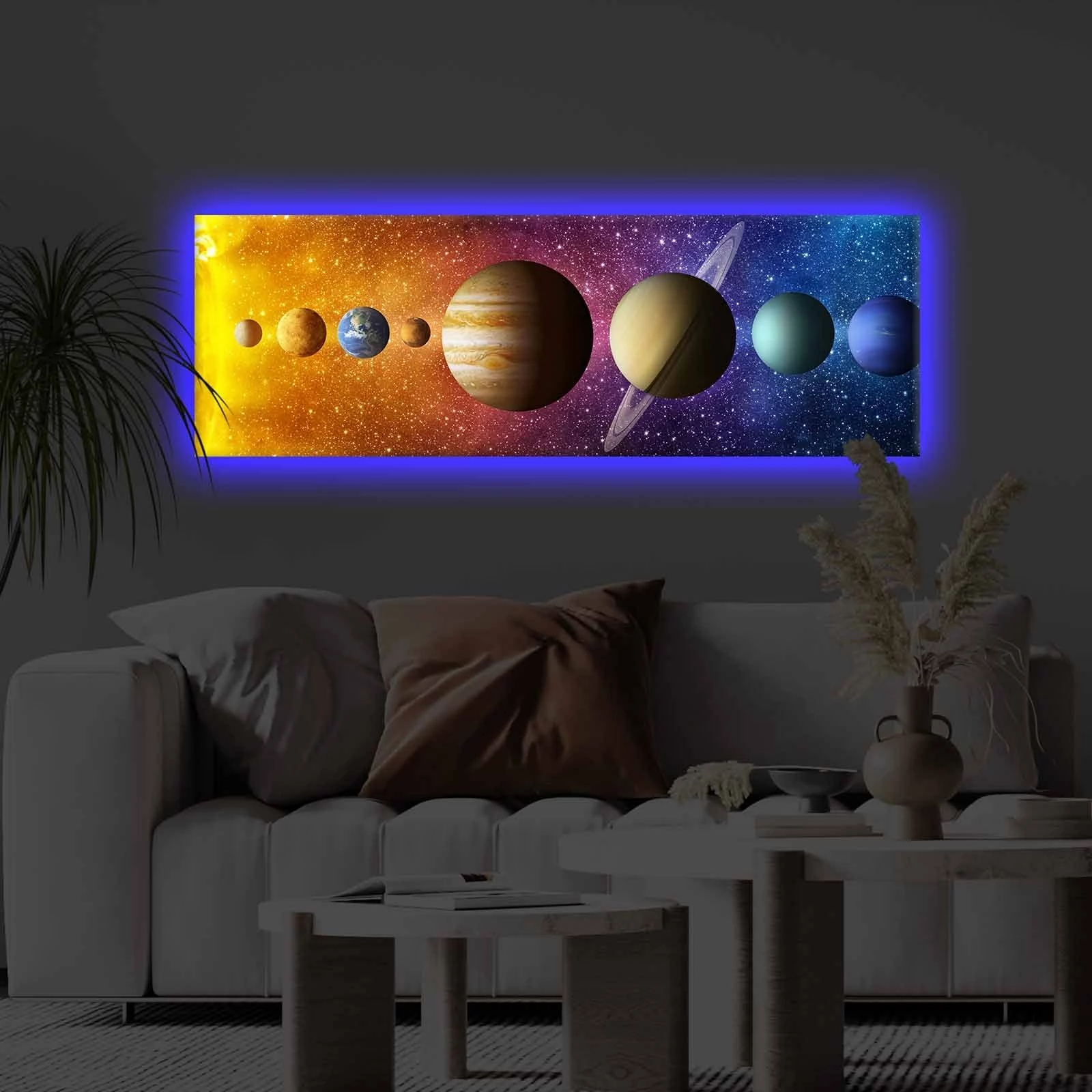 Pikturë dekorative në kanavacë me drita LED, shumëngjyrëshe, 30x90cm, 3090KTLGDACT-002