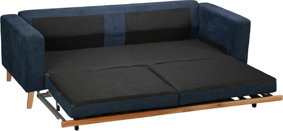 Krevat-sofë treshe, ngjyrë blu lino 89, 218x85x87 cm