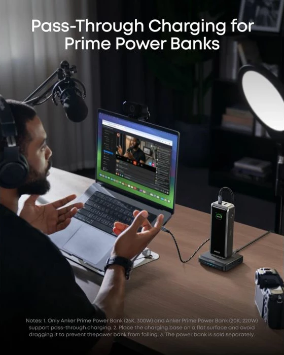 Dock karikimi Anker Prime A1903G11 150W, 2x USB-C + USB-A, për Prime Power Bank, i zi