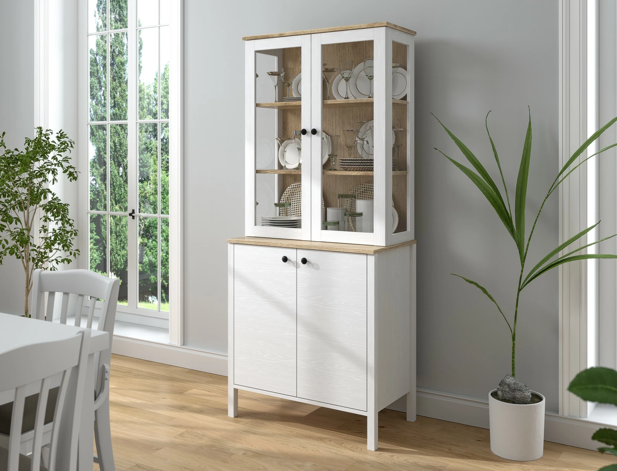 Raft librash Hanah Home, FRN-20070, ngjyrë druri dhe e bardhë