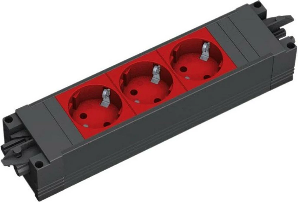 Bllok prizash Bachmann STEP BASE, 3xCEE7/3, GST18, 16A, 250V, gri/kuqe