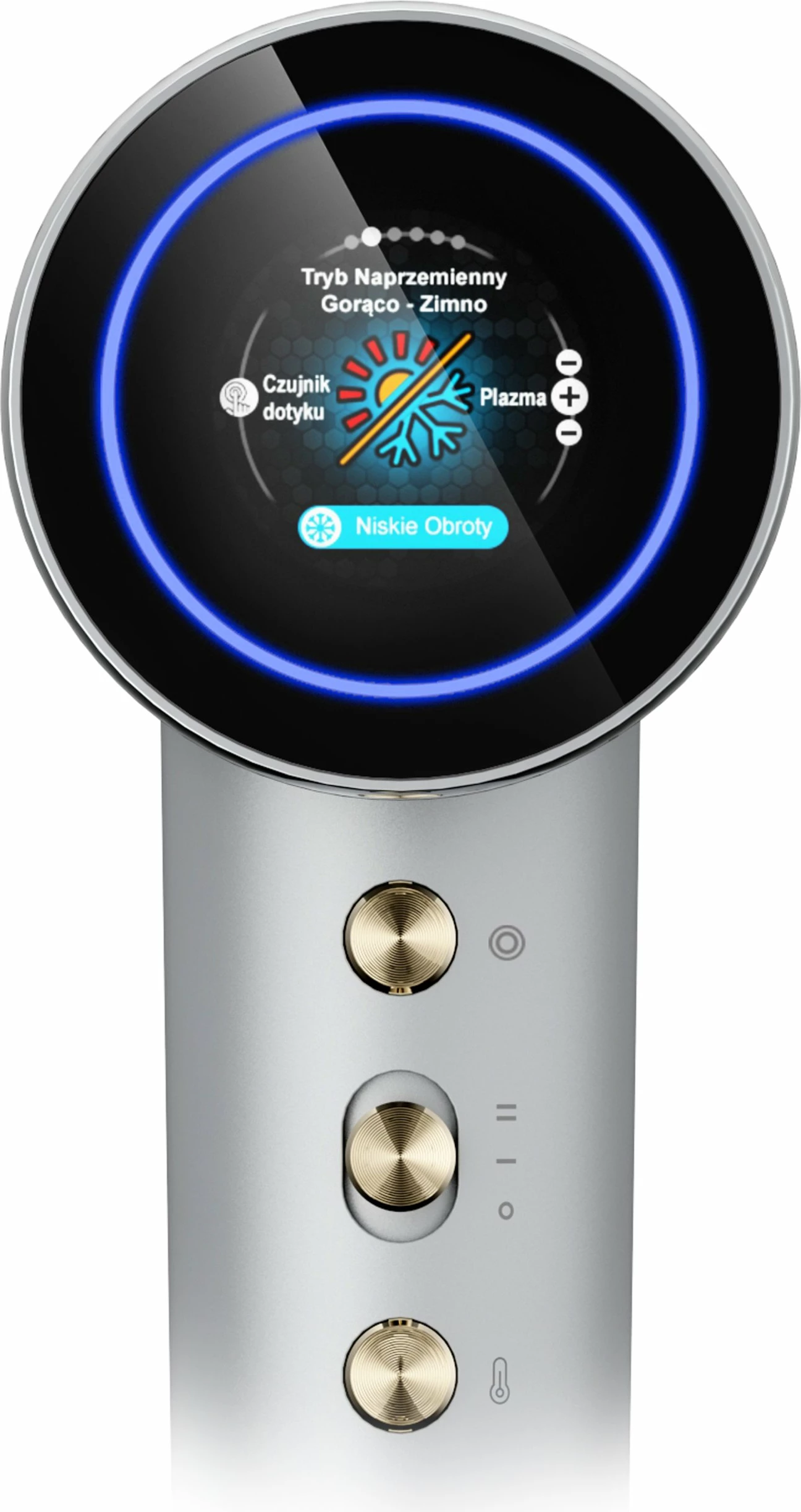 Tharëse flokësh SkinVibe Aurea Family X Plasma SV-001SL 1600W me plazmë, ionizim dhe difuzor, gri metalike, set 3 gryka