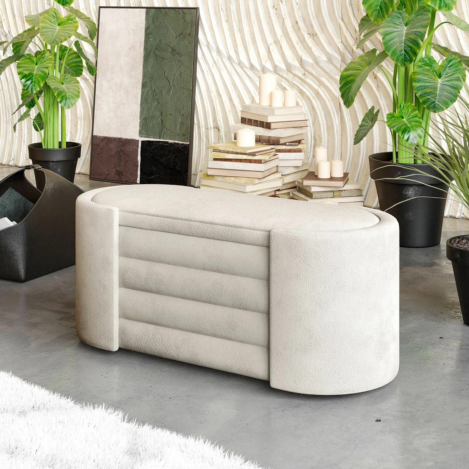 Bankë Atelier del Sofa, ngjyrë krem, Rosa Boxed