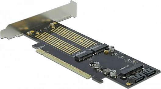 Kartelë zgjerimi DeLOCK PCIe x16 në M.2 B + M.2 NVMe M + mSATA, low-profile