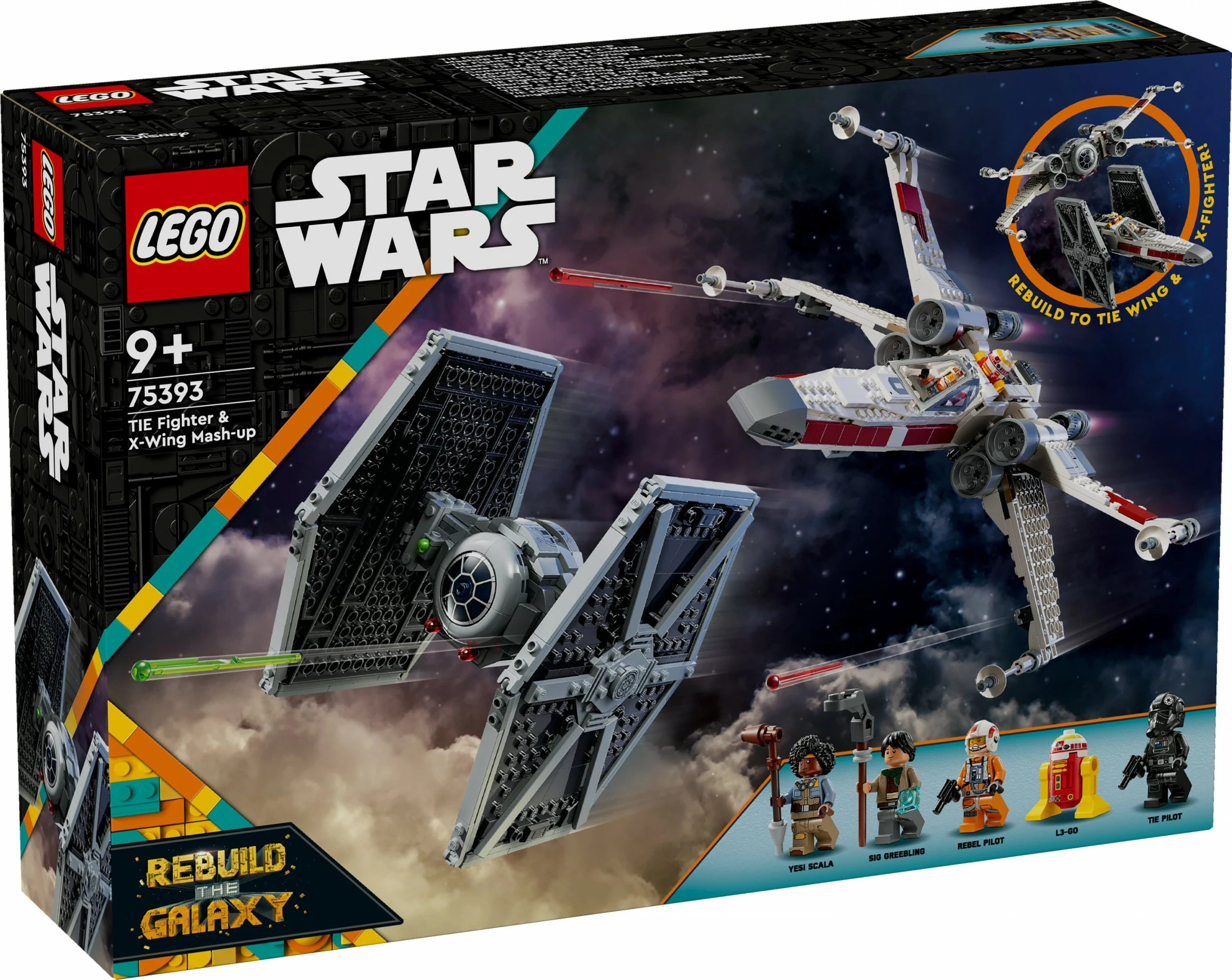 Set ndërtimi LEGO TIE Fighter & X-Wing Mash-up, 1063 copë, shumëngjyrësh