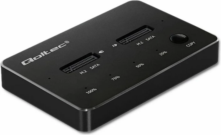 Doking stacion për SSD M.2 SATA Qoltec, 2x porta, e zezë