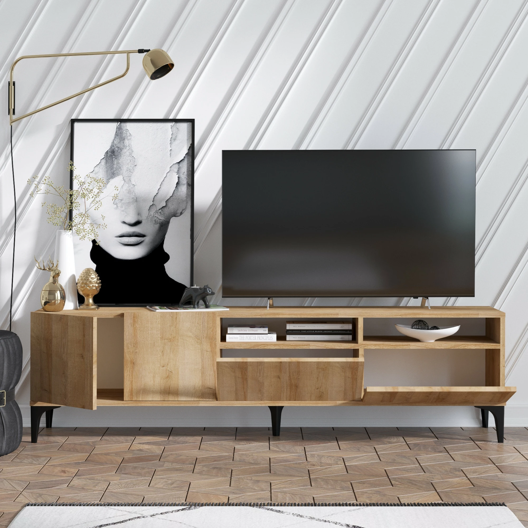 Komodë TV Hanah Home, ngjyrë lisi, Ross
