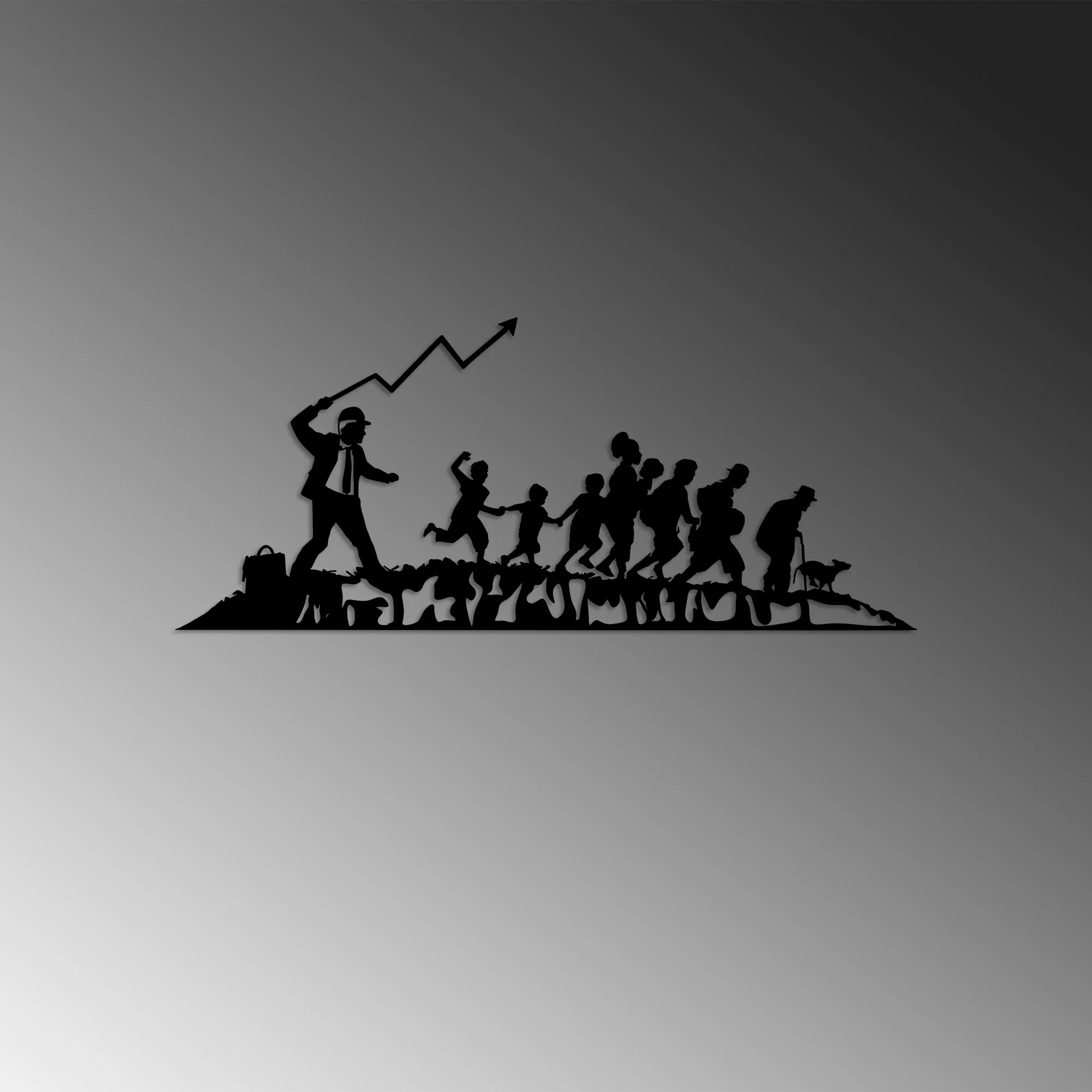 Aksesor dekorativ muri prej metali, Wallity Banksy - 5, ngjyrë e zezë, 30x70cm