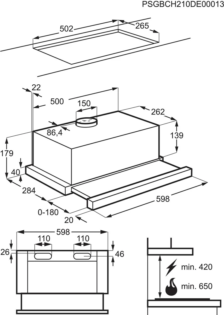 Aspirator kuzhine Electrolux LFP226S, 330 m3/h, argjend 