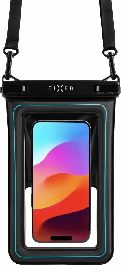 Mbështjellës i papërshkueshëm prej ujit Fixed Float Max universal deri 7.5\", IPX8, me litar qafe, i zi