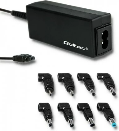 Karikues universal Qoltec 51527 për laptopë, me 8 konektorë, zi