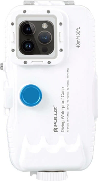 Mbështjellës plastik i papërshkueshëm nga uji Puluz PU9116W për iPhone 14 Plus/Pro Max/13 Pro Max/12 Pro Max/11 Pro Max, Bardhë