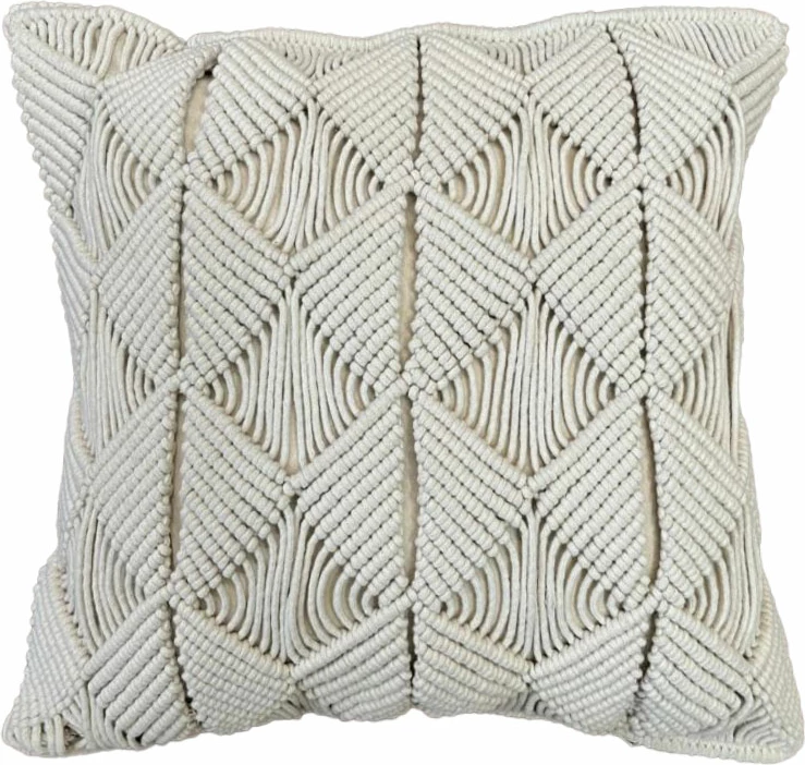 Jastëk dekorativ Nalin, makrame, pambuk-poliester, ngjyrë fildishi, 45x45cm