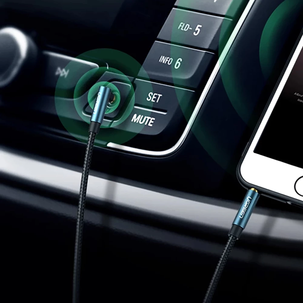 Kabllo audio AUX Ugreen AV112, 0.5m, mini jack 3.5mm, këndore, Blu