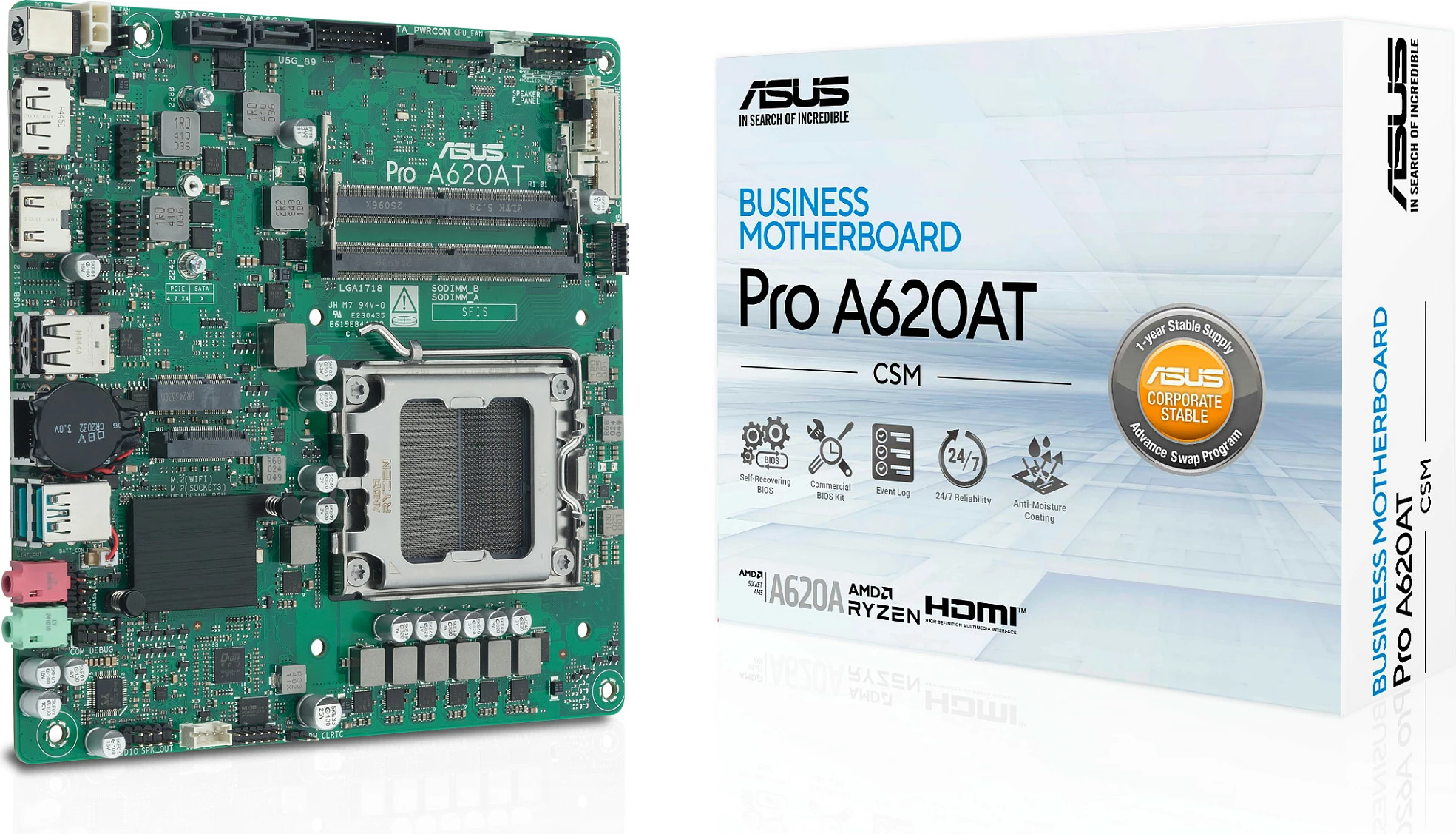 Pllakë amë ASUS Pro A620AT-CSM, Socket AM5, DDR5 deri 128GB