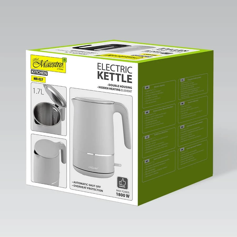 Ibrik elektrik Maestro MR-037, 1.7L, 1800W, Gri