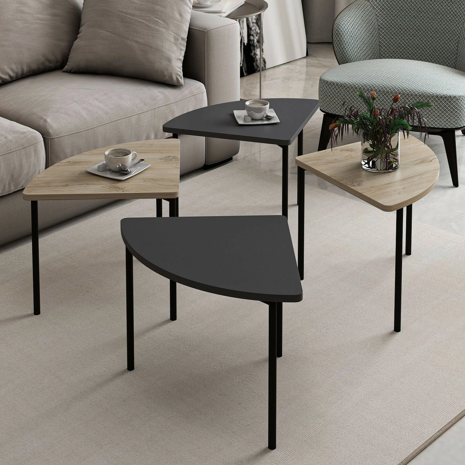 Tavolinë kafeje Emma, ngjyrë antracit, Skye Decor, 8917
