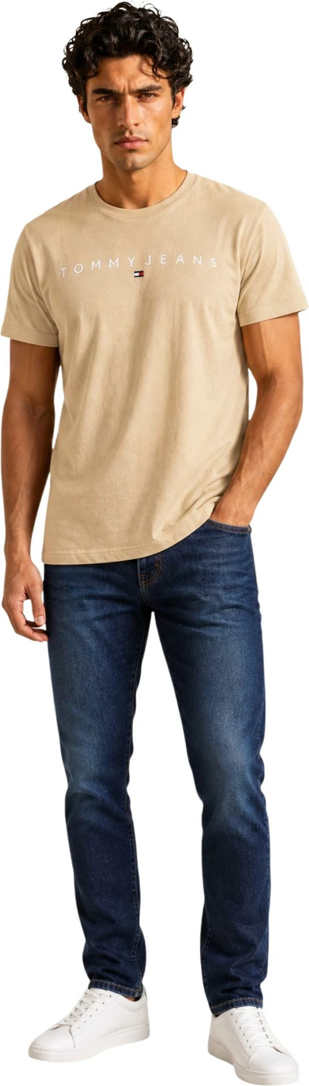 Maicë për meshkuj Tommy Hilfiger Jeans TJM REG LINEAR LOGO DM0DM20744, bezhë e errët [Madhësia: XXL]