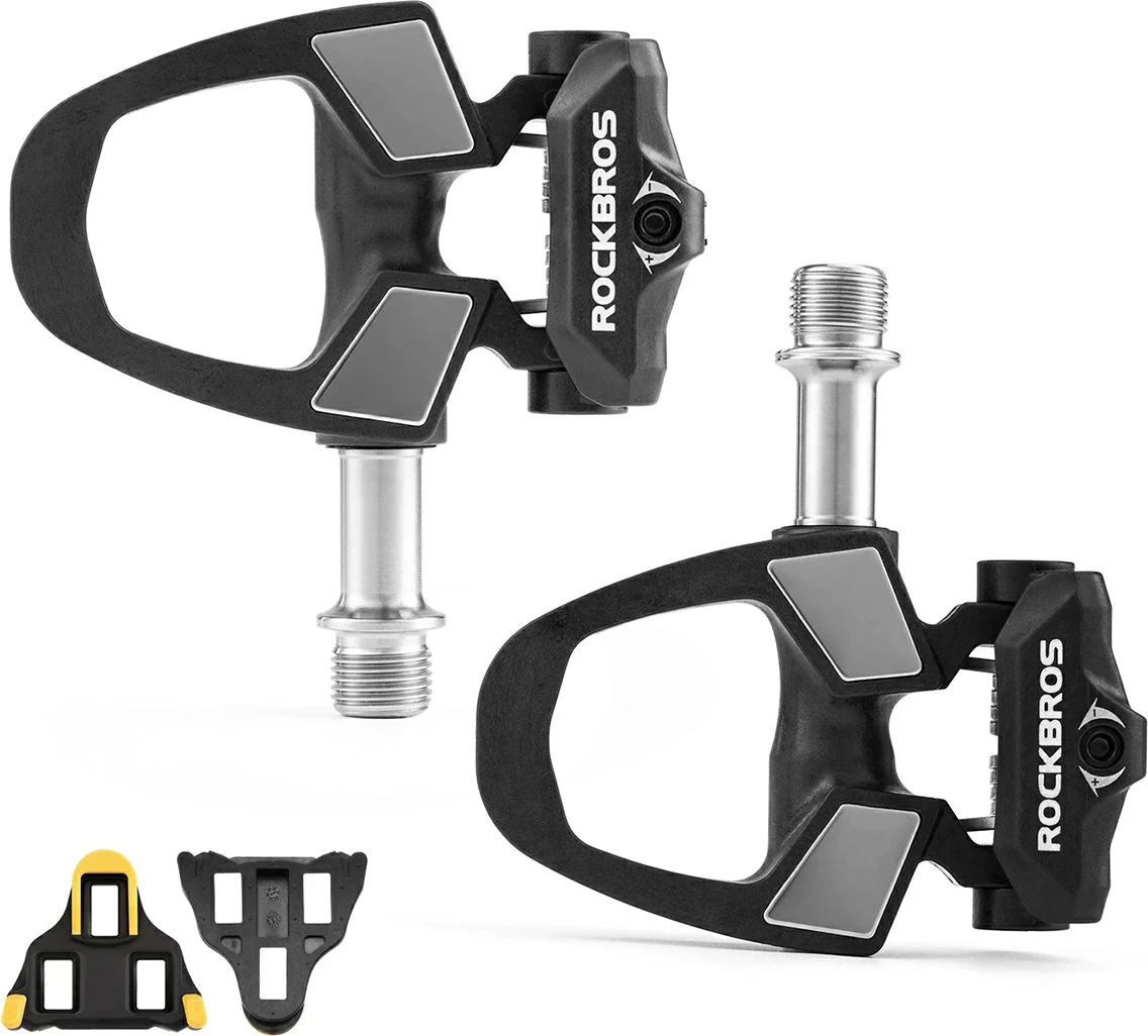 Pedale çiklizmi Rockbros RD9 SPD, karbon fiber + bosht titanium, 180 g/çift, të zeza, set 2 copë me cleats