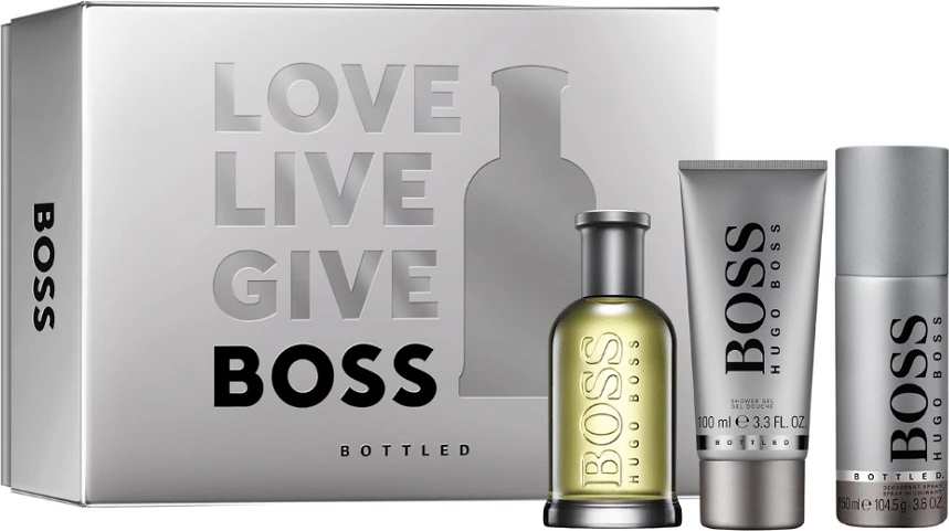 Set dhuratë për meshkuj Hugo Boss Bottled Eau de Toilette 100ml + deodorant spray 150ml + xhel dushi 100ml