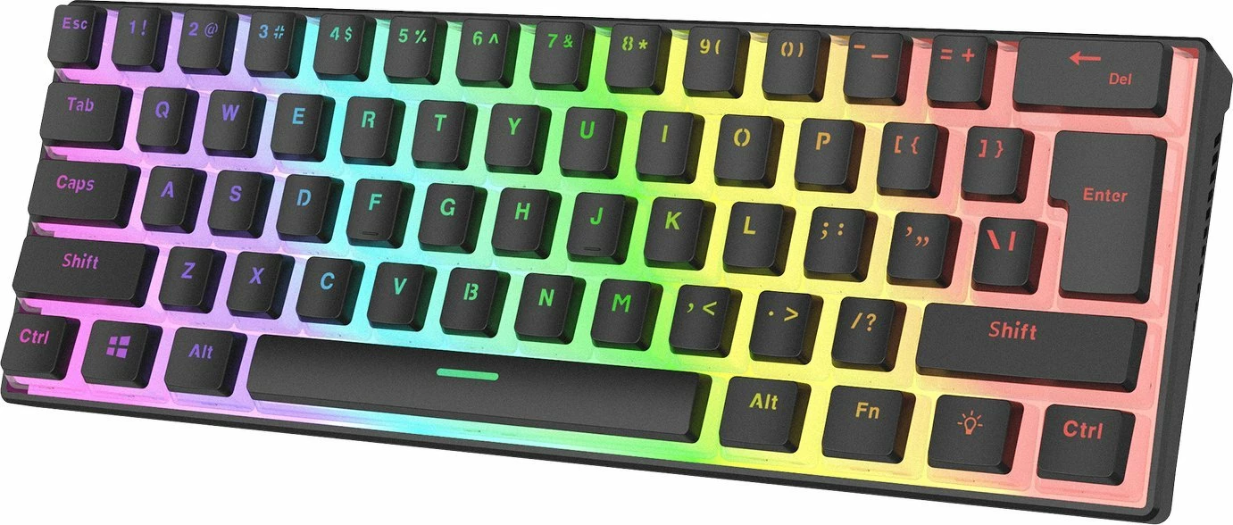 Tastierë gaming mekanike Rampage Radiant K11, Outemu Red, 60%, USB me kabllo 1.5 m, RGB, US layout, e zezë