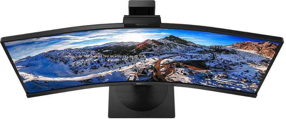 Monitor Philips 346P1CRH/00, 34 inç, VA Curved, 3440x1440, USB-C, Kamerë, E zezë