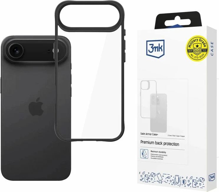 Mbrojtëse telefoni 3mk Protection Satin Armor Case+ për iPhone Air, e zezë transparente