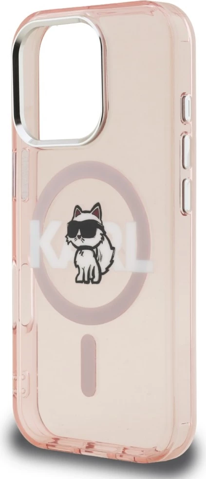 Mbështjellës MagSafe Karl Lagerfeld IML Choupette Head Sketch për iPhone 16 Pro, TPU/PC, rozë