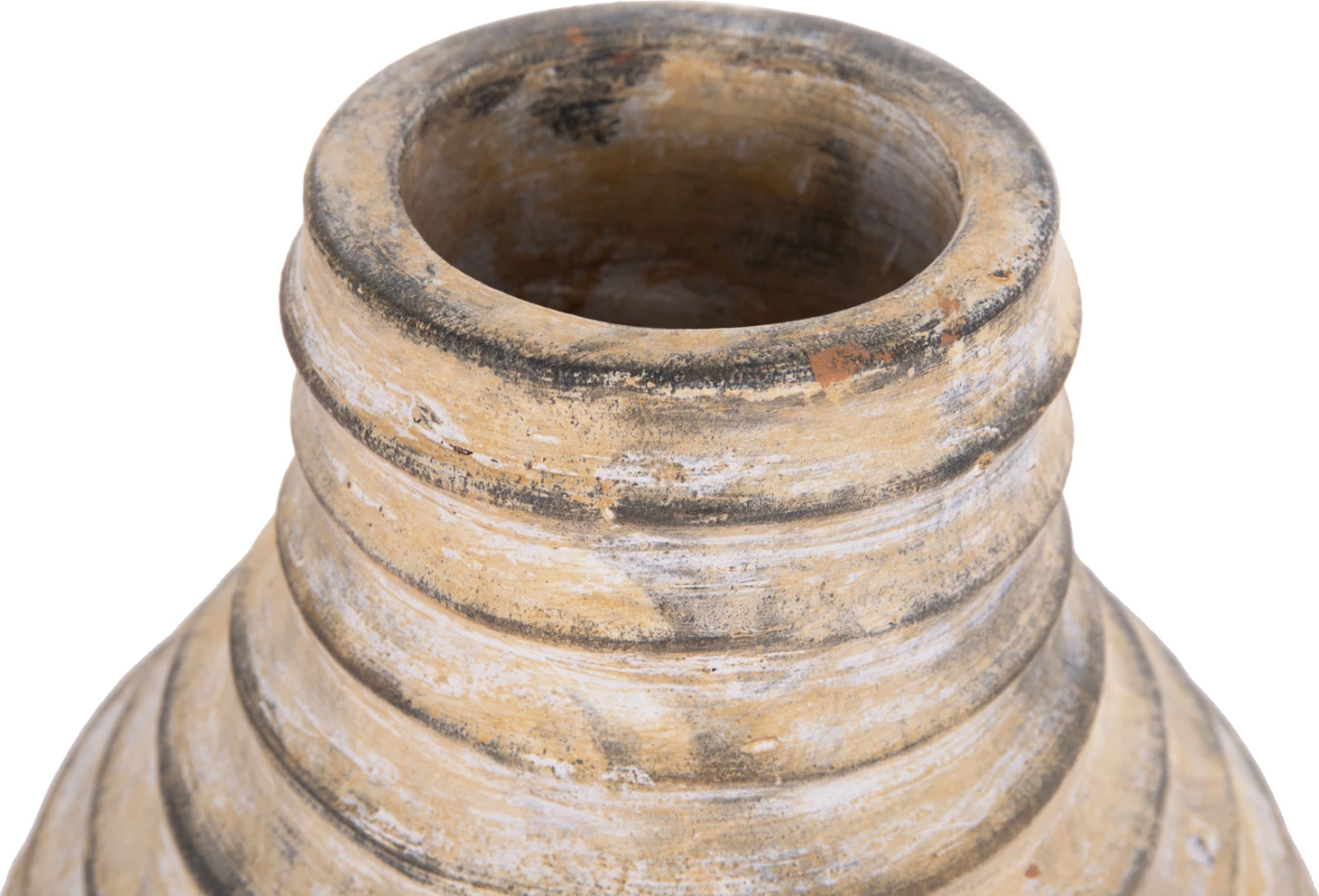 Vazo dekorative tavoline, terrakotë, ngjyrë bezhë e furçuar, VERMO FH4401, 27x30cm