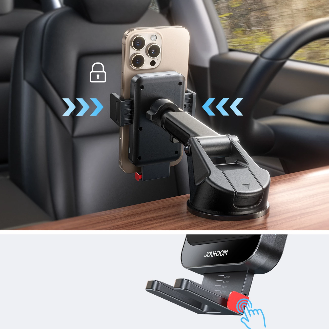 Mbajtës makine Joyroom JR-ZS241S me karikim wireless, për panel, i zi