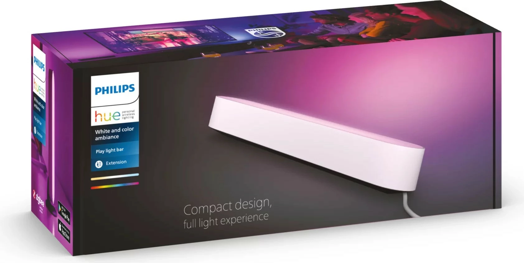 Dritë murale e mençur Philips Hue Play, Bluetooth/Zigbee, LED e integruar, Bardhë