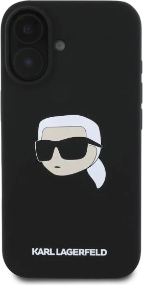 Mbështjellës Karl Lagerfeld Silicone Karl Head Print MagSafe për iPhone 16, i zi