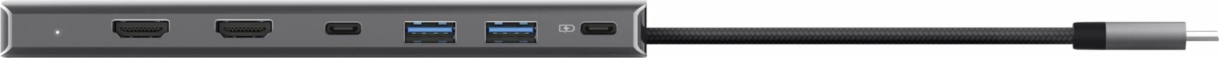 Adapter multiport USB-C Trust Dalyx 25661 7-në-1 4K@60Hz PD 100W 2xHDMI 1xDisplayPort 2xUSB-A 2xUSB-C, argjendtë