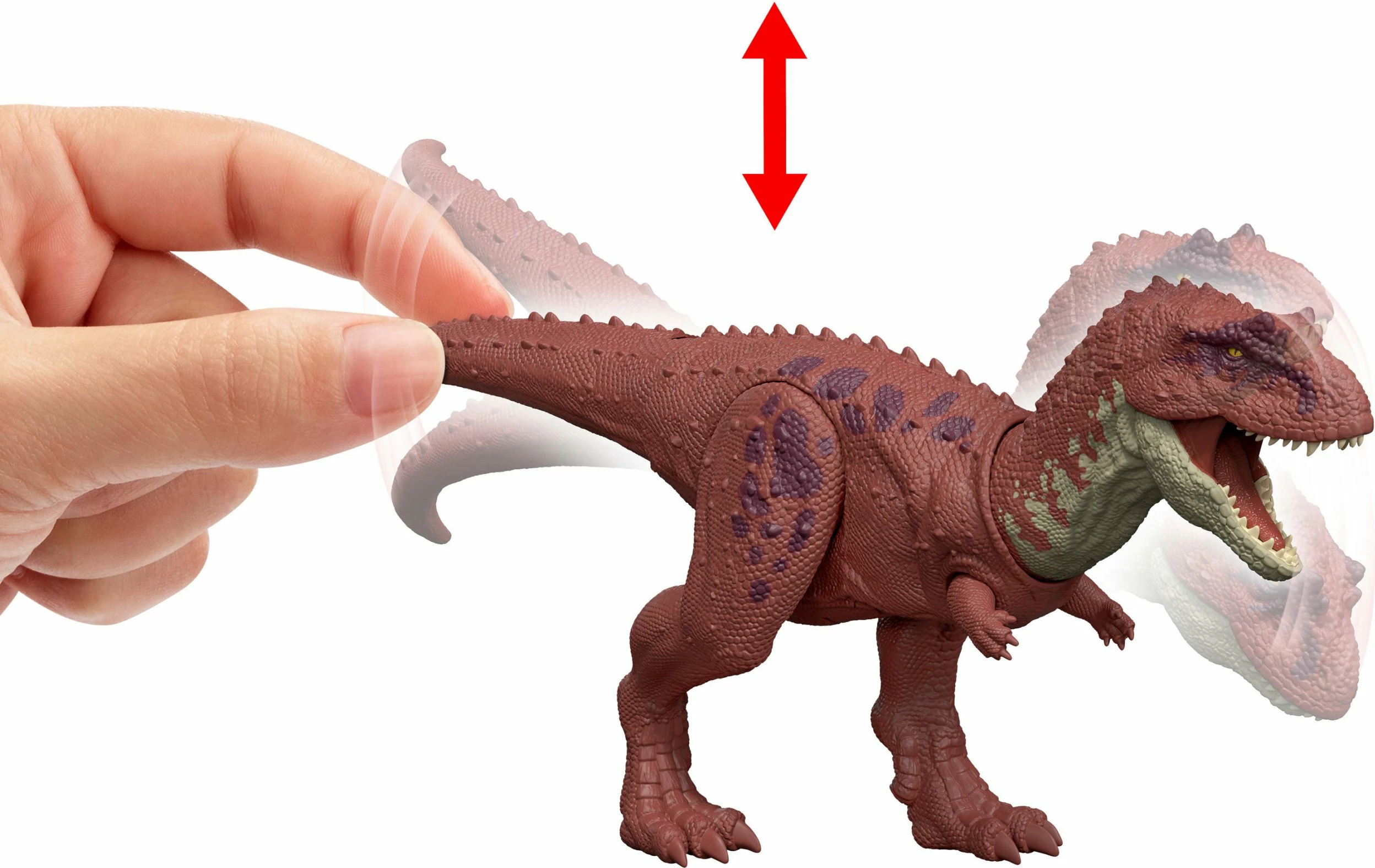 Figurinë dinosauri Mattel Jurassic World Rebirth Aucasaurus Wild Roar JGB88 32.5 cm, kafe e kuqërremtë