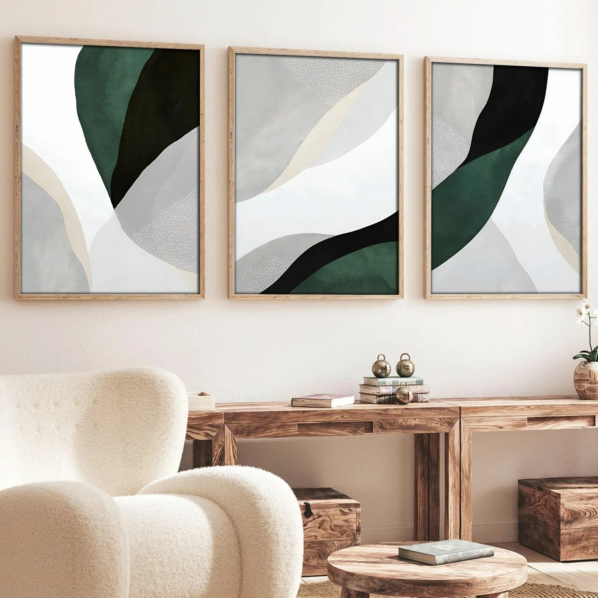 Pikturë dekorative me kornizë, MDF, 3 pjesë, Wallity, Huhu229, 50x70cm