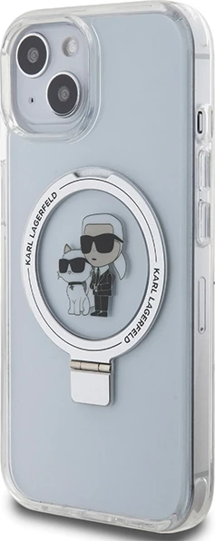 Mbështjellës Karl Lagerfeld Ring Stand Karl&Choupette MagSafe për iPhone 14/15/13, Bardhë