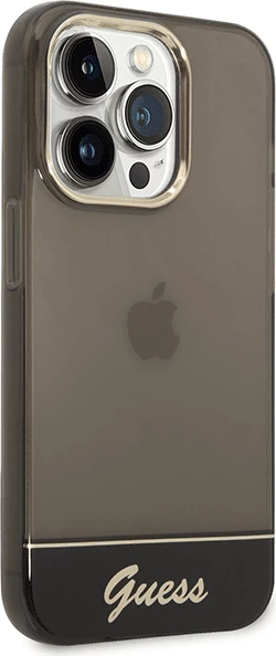 Mbështjellës Guess GUHCP14XHGCOK për iPhone 14 Pro Max, silikon, transparent i errët