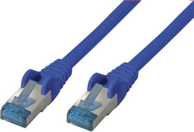 Kabëll rrjeti No-Name Cat6a, 0.5m, S/FTP, RJ-45, Blu